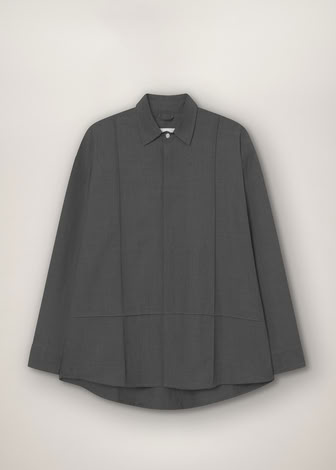 TROPICAL WOOL SNAP CLOSURE L/S SHIRT GREY MELANGE