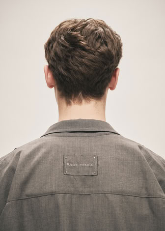 TROPICAL WOOL SNAP CLOSURE L/S SHIRT GREY MELANGE