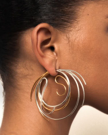 VORTICE EARRINGS LARGE  IN SILVER/GOLD