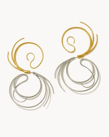 VORTICE EARRINGS LARGE  IN SILVER/GOLD