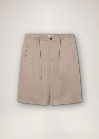 WIDE LEG DRAWSTRING TENCEL SHORTS LIGHT KHAKI