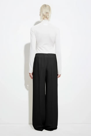 WIDE LEG PANTALON WITH WAISTSTRING BLACK