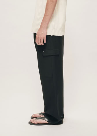 WIDE LEG WOOL TROUSERS BLACK