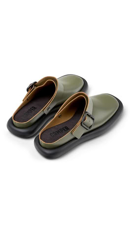 WOMEN'S ONDA LEATHER MULES IN GREEN