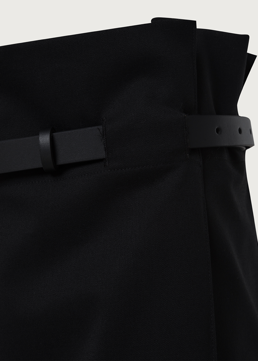 BELTED SQUARE CULOTTES BLACK