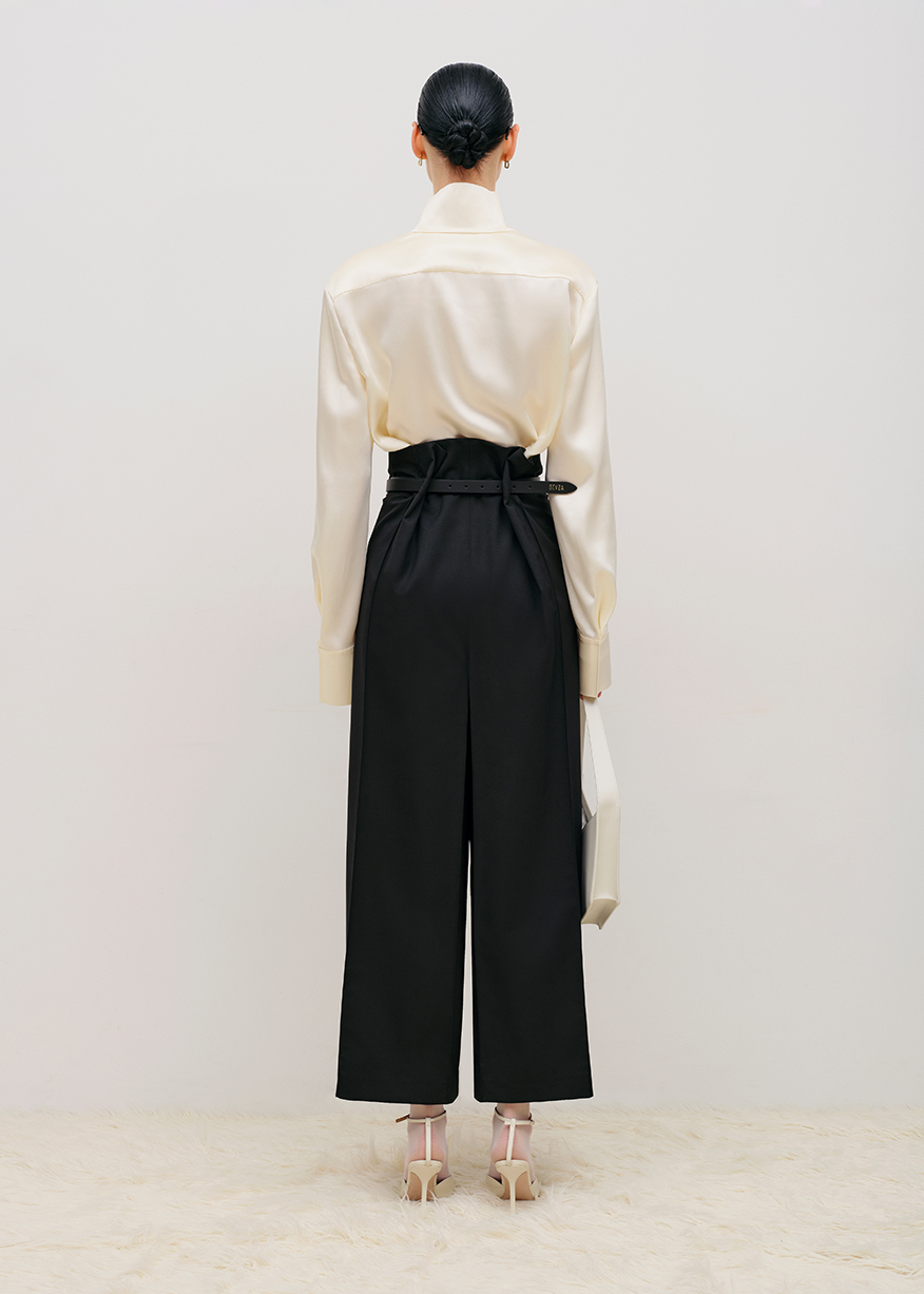 BELTED SQUARE CULOTTES BLACK
