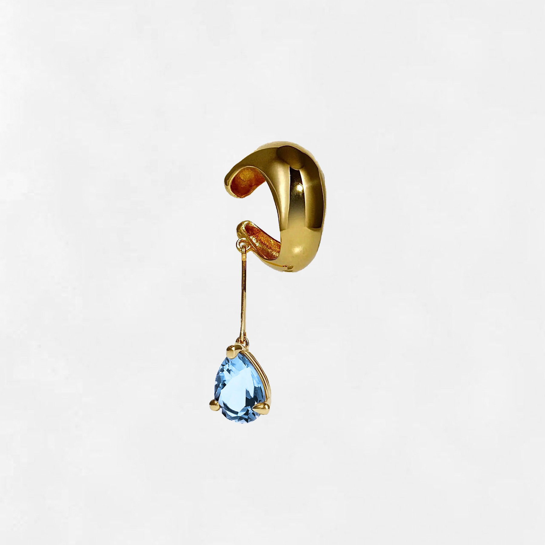 BLOWN DROP EAR CUFF - SKY TOPAZ  GOLD VERMEIL