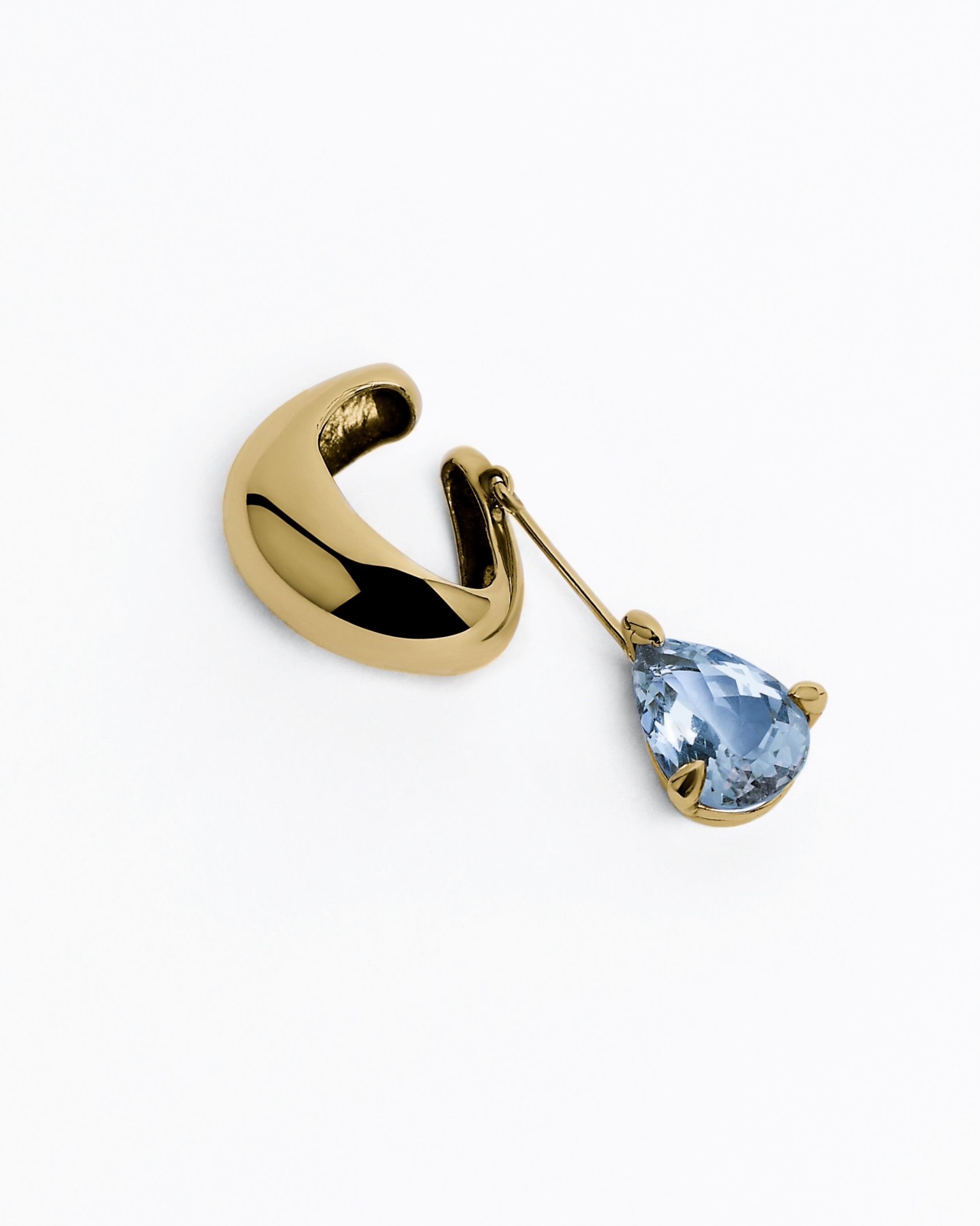 BLOWN DROP EAR CUFF - SKY TOPAZ  GOLD VERMEIL