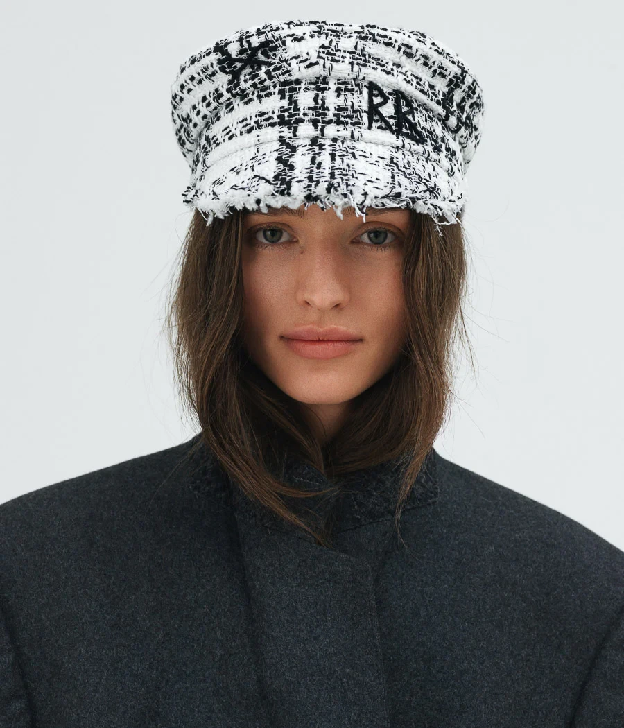 CHECK BAKER BOY CAP IN BLACK/WHITE