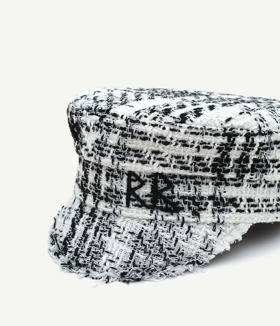 CHECK BAKER BOY CAP IN BLACK/WHITE
