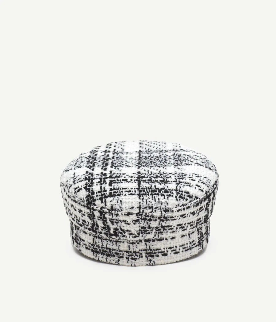CHECK BAKER BOY CAP IN BLACK/WHITE