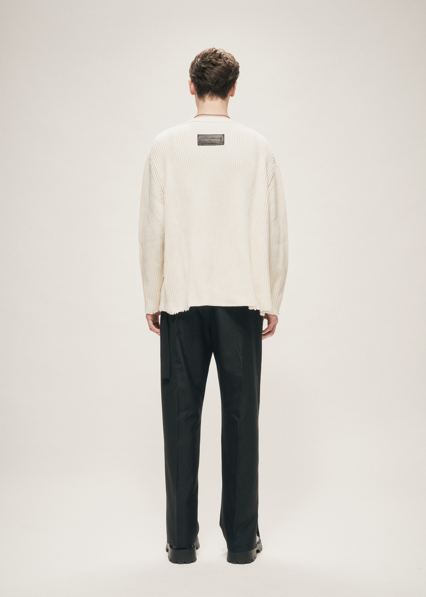 DISTRESSED KNIT ZIP CARDIGAN ECRU