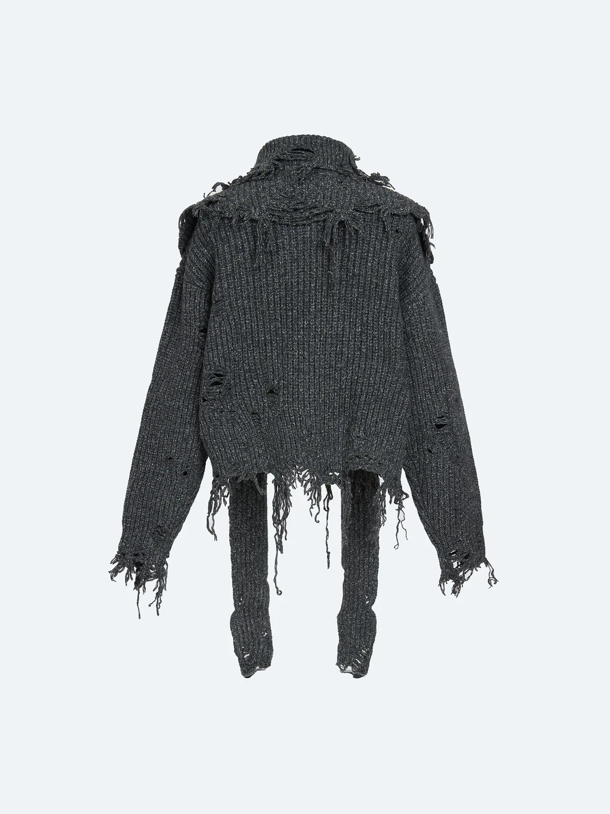 DISTRESSED SWEATER IN BLACK 