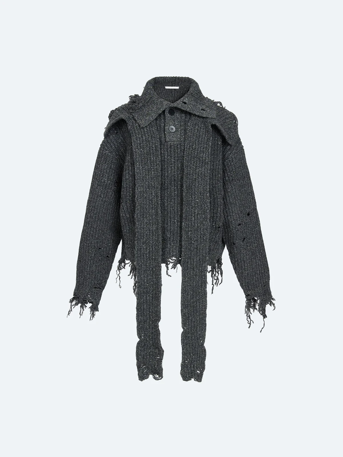 DISTRESSED SWEATER IN BLACK 