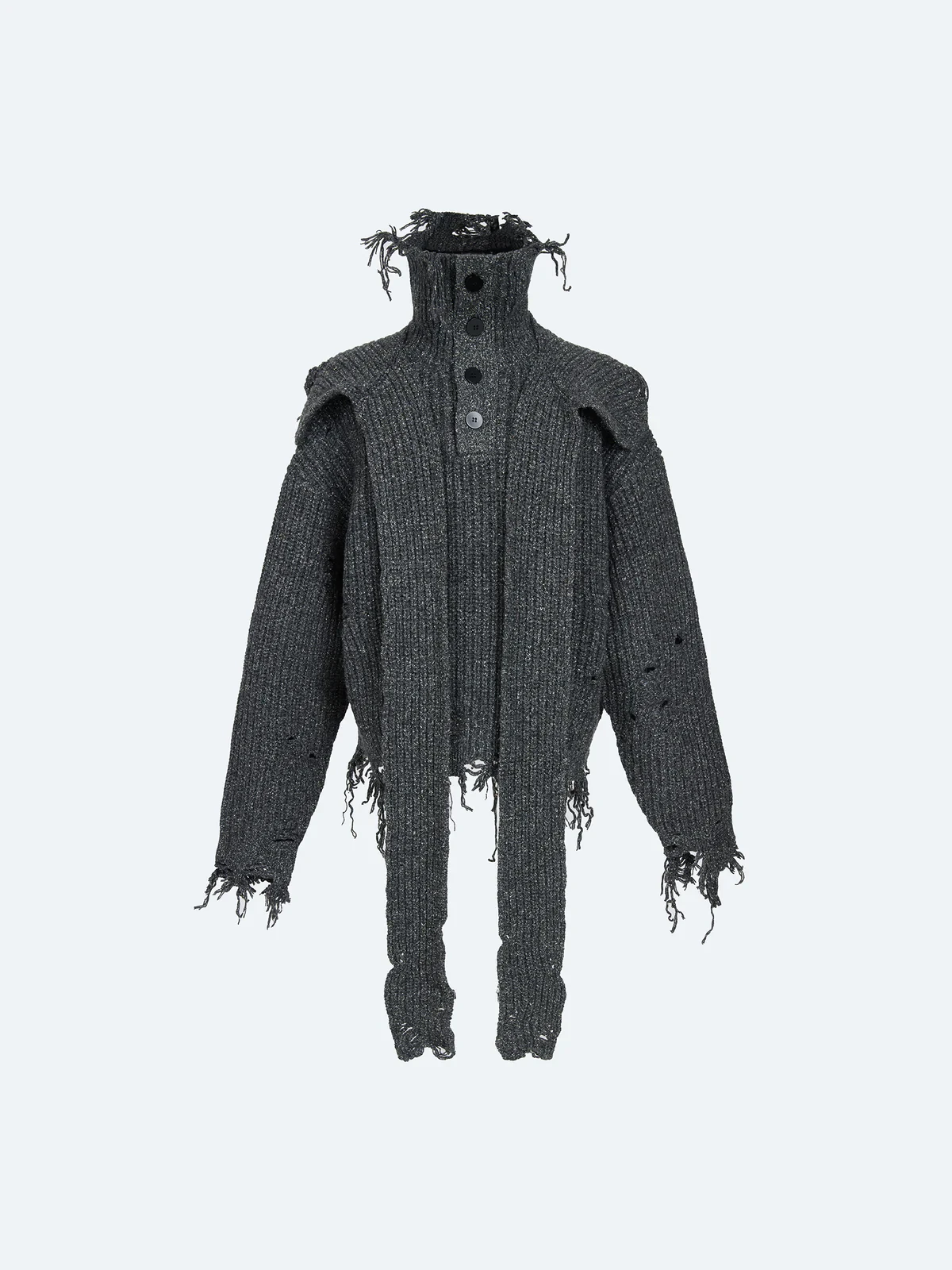 DISTRESSED SWEATER IN BLACK 