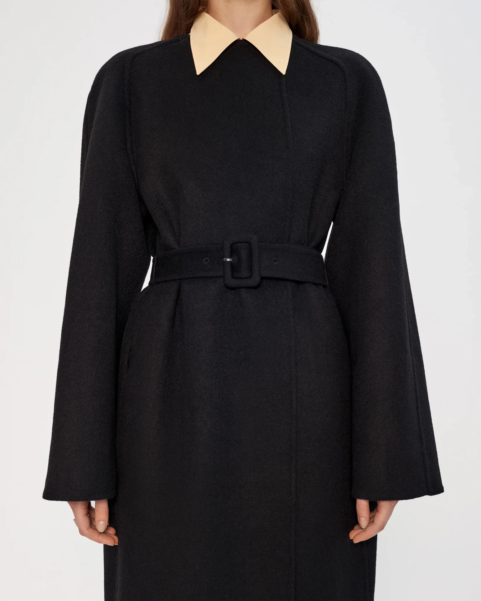 DOUBLE LONG COAT IN BLACK