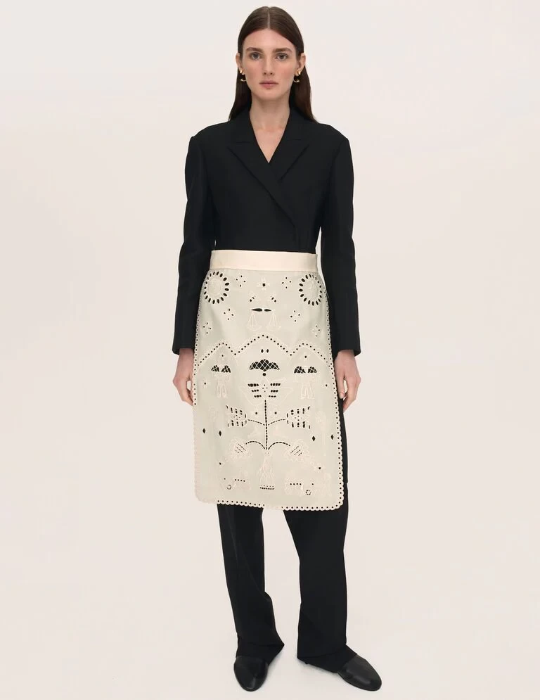 EMBROIDER APRON IVORY