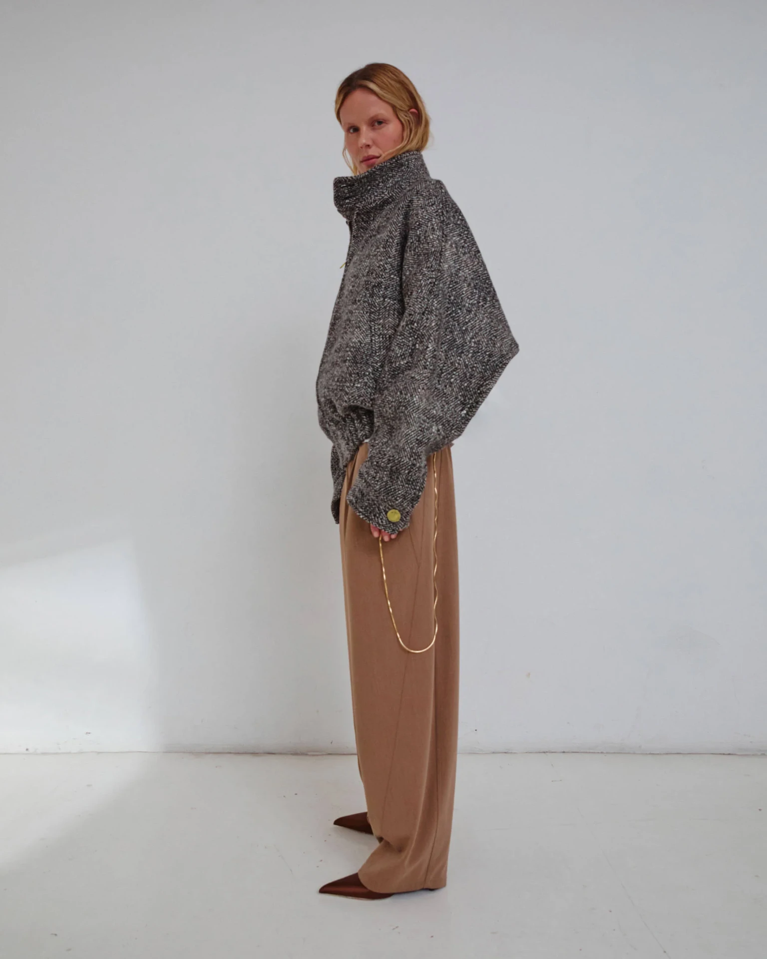 LEE - HERRINGBONE WOOL BOMBER JACKET IN NUT/BLACK 