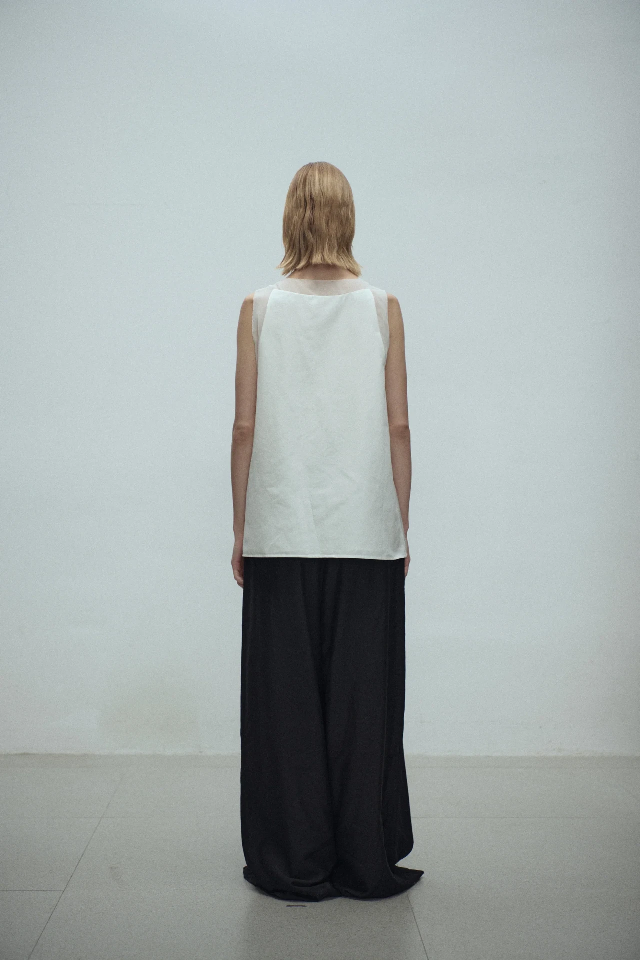 IRENE PATCHED SILK TANK WHITE