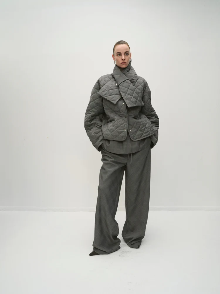 KALA CHECKED JACKET IN GREY
