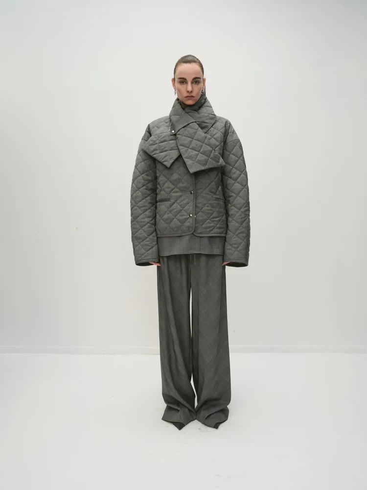 KALA CHECKED JACKET IN GREY