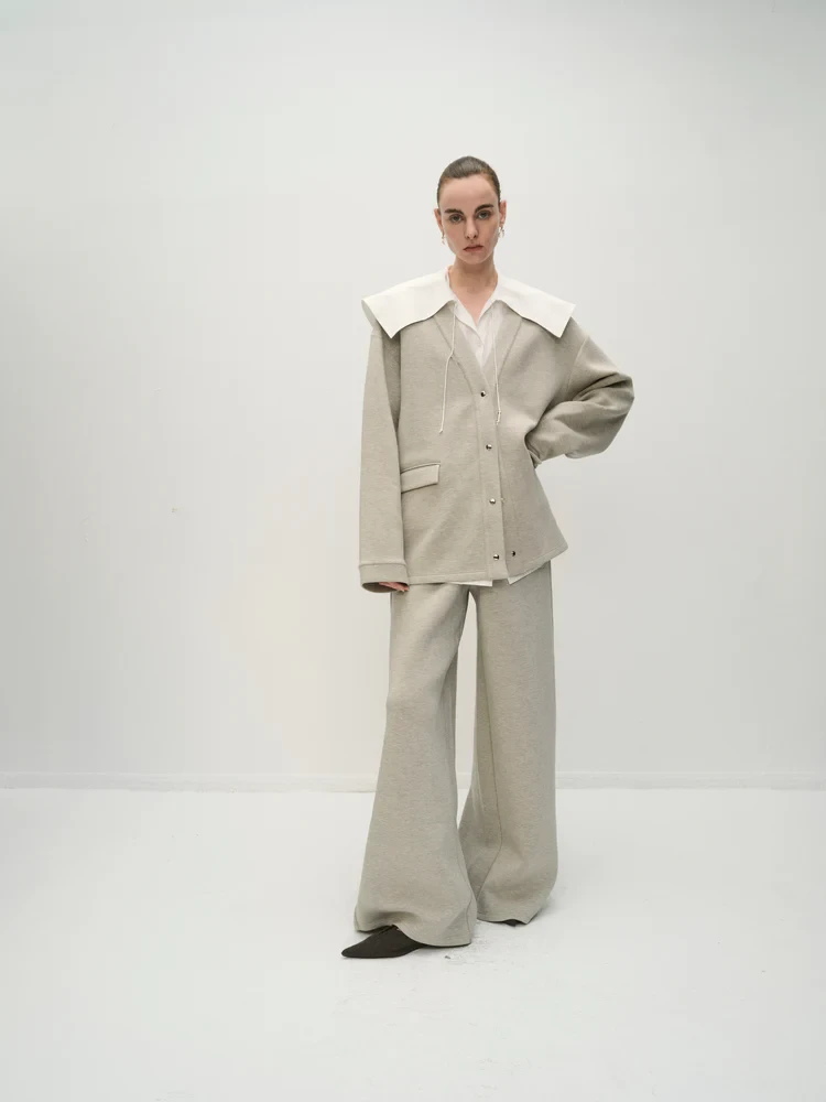 LARISSA JERSEY CARDIGAN IN MOLE