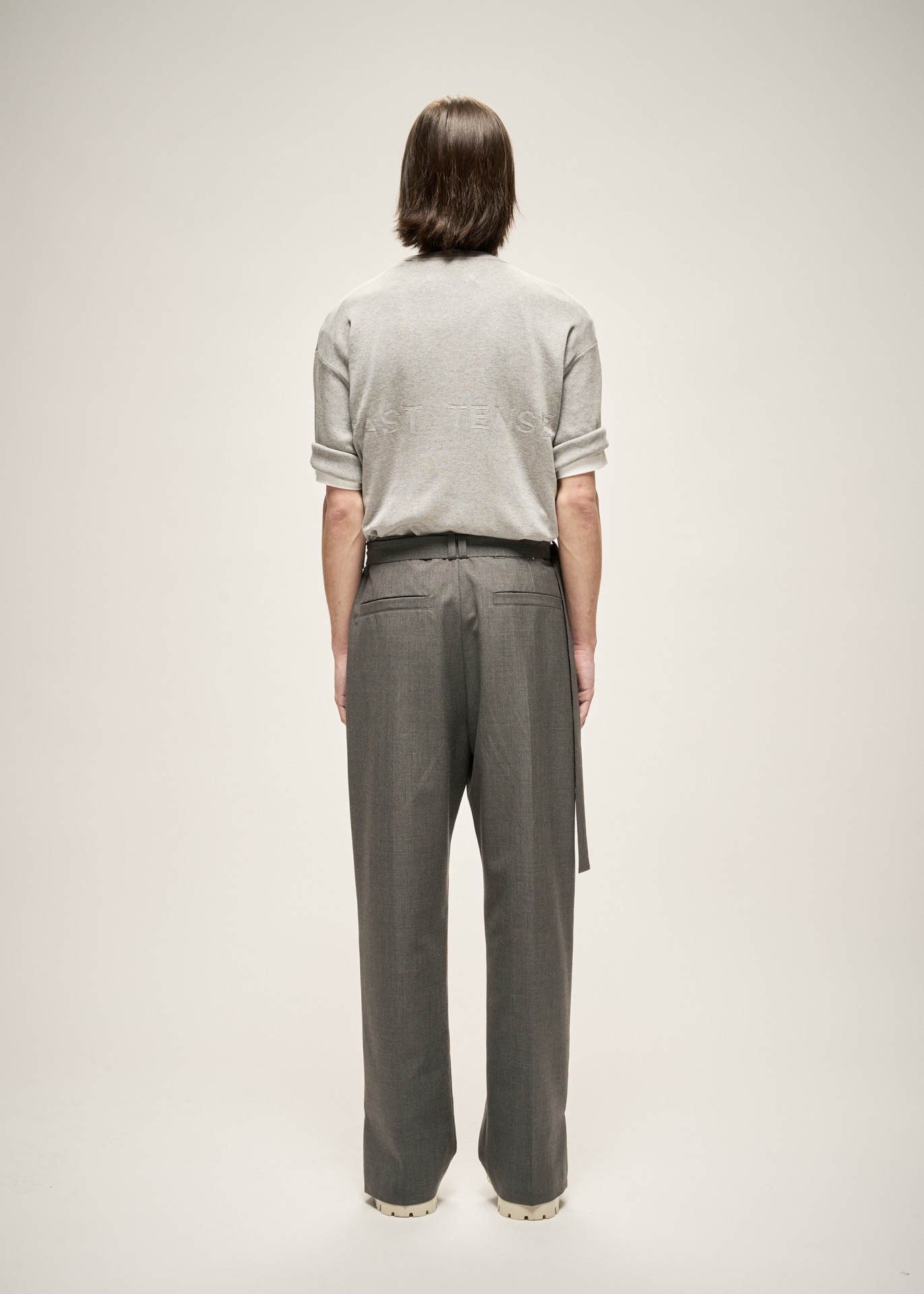 MILANO KNIT CREWNECK T-SHIRT IN GREY MELANGE