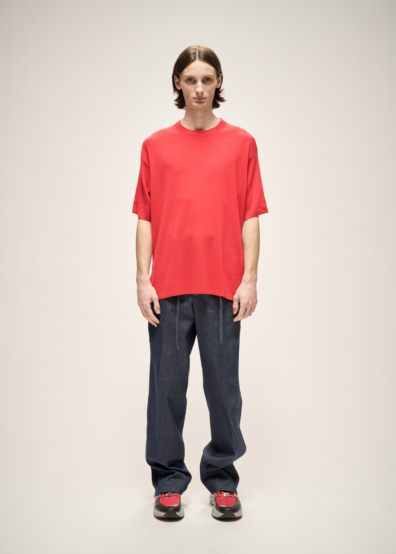 MILANO KNIT CREWNECK T-SHIRT IN RED