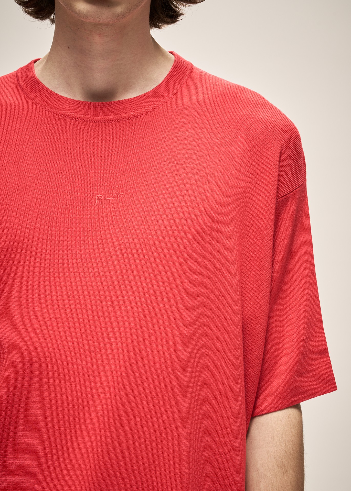 MILANO KNIT CREWNECK T-SHIRT IN RED