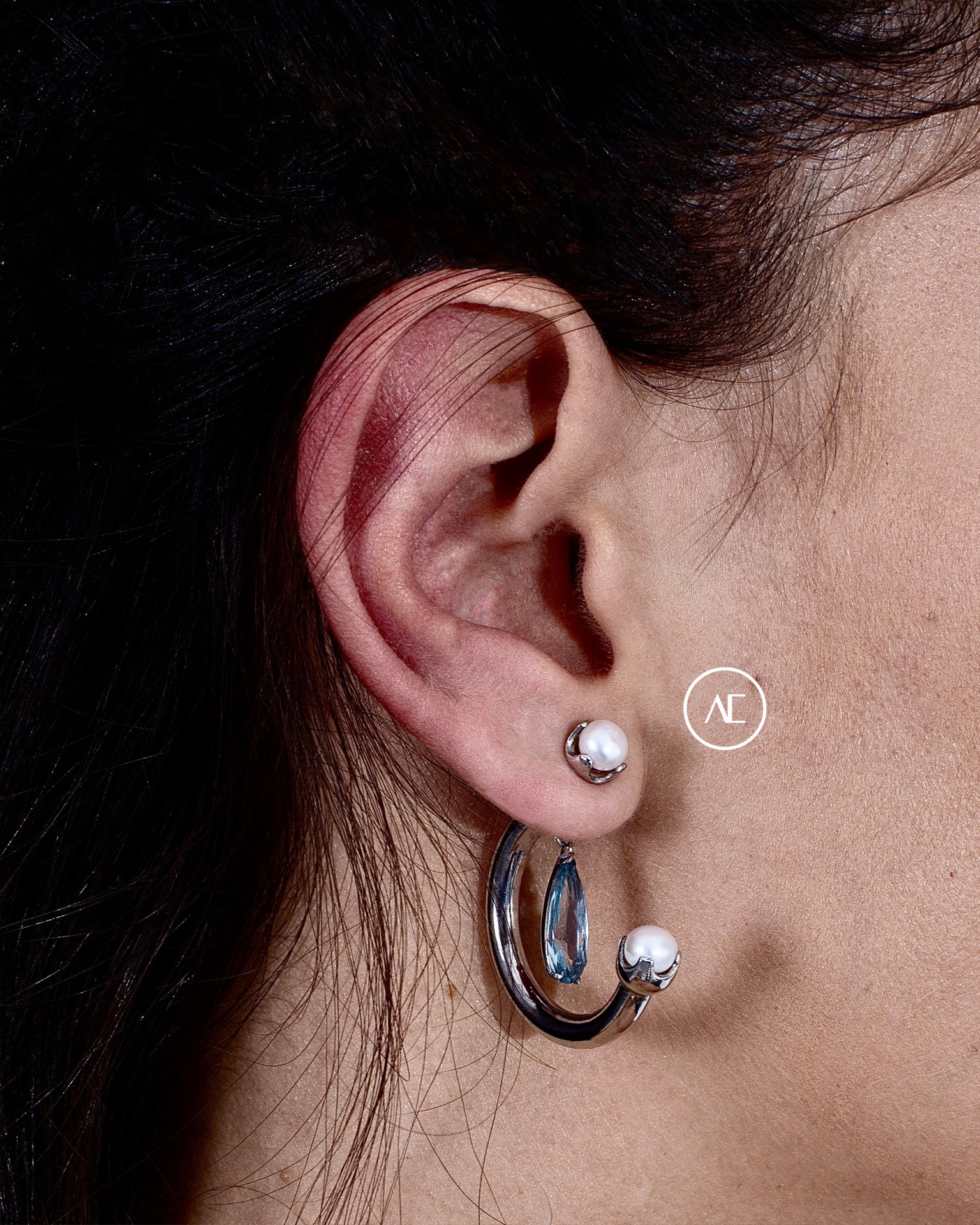 PEARL FANTASY CLEAR DRIP EARRING SINGLE IN SILVER