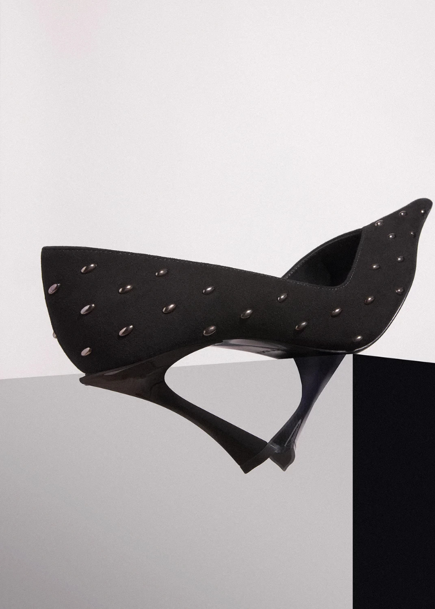 PUMP SUEDE BLACK/BLACK HEEL