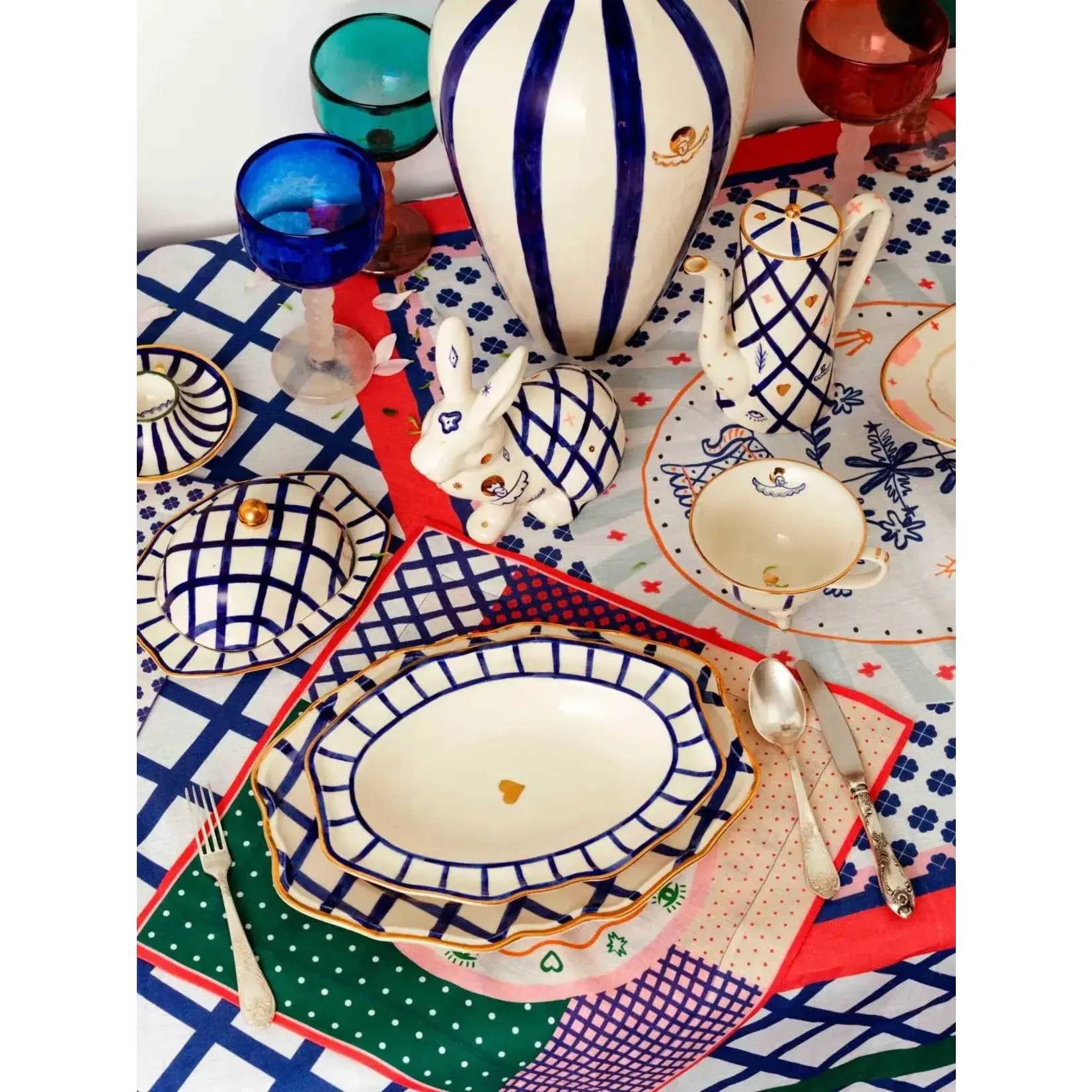 OVAL SOUP PLATE RABBIT AW25 MULTI