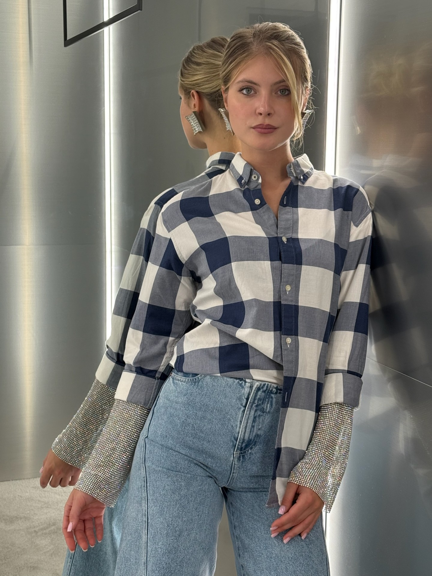 REDESIGNED SHIRT 123 IN CHECKERED BLUE