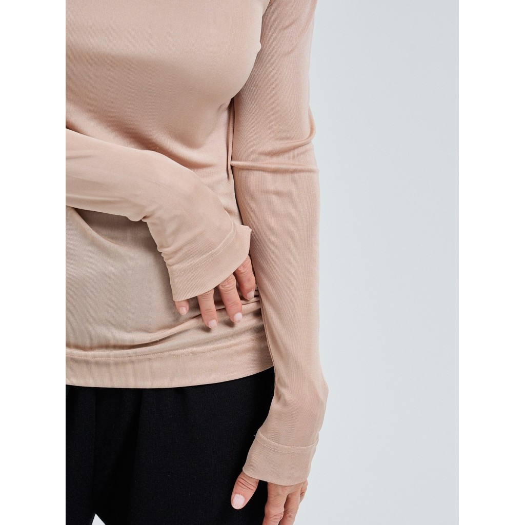 SHEER ROLL NECK IN ROSIE BEIGE