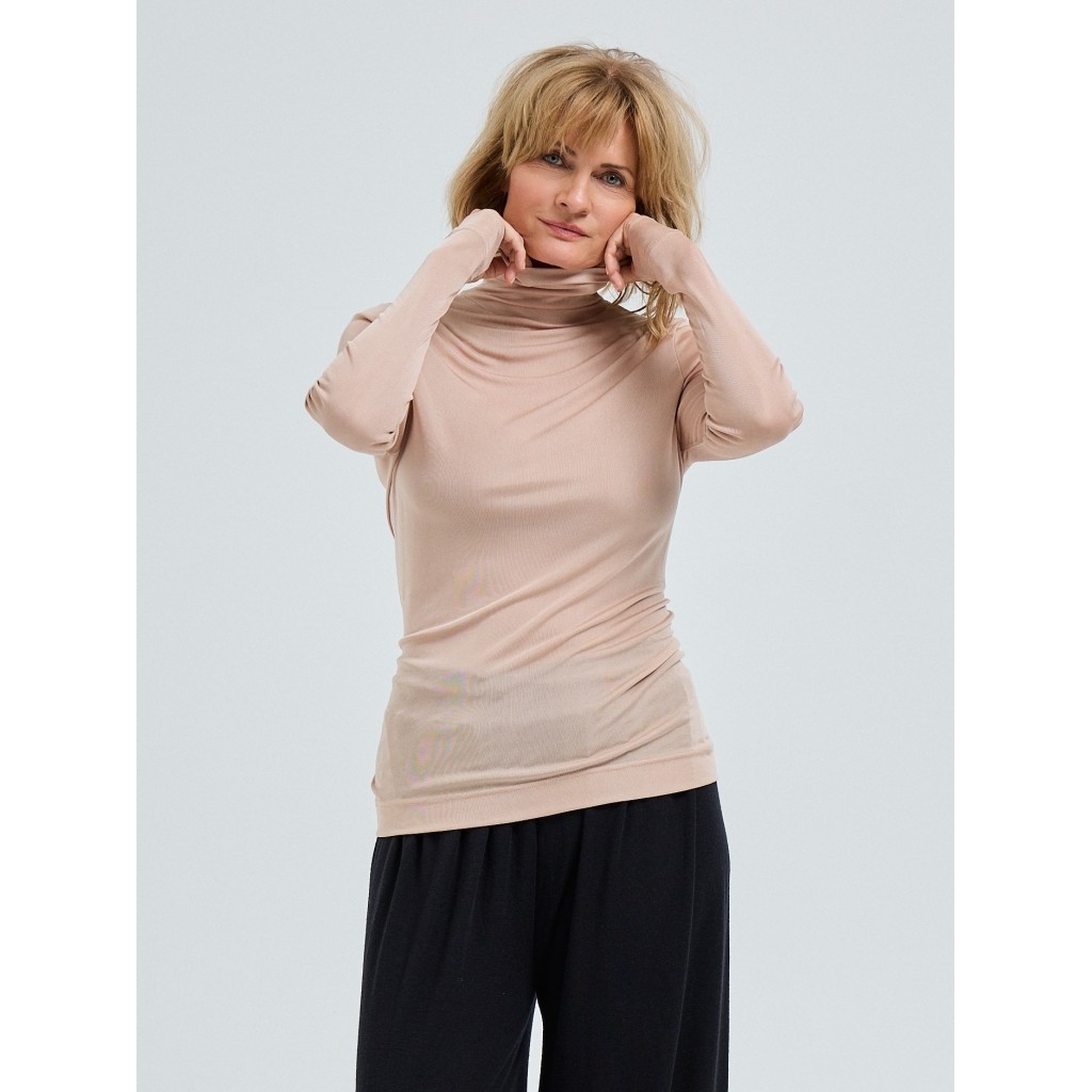 SHEER ROLL NECK IN ROSIE BEIGE