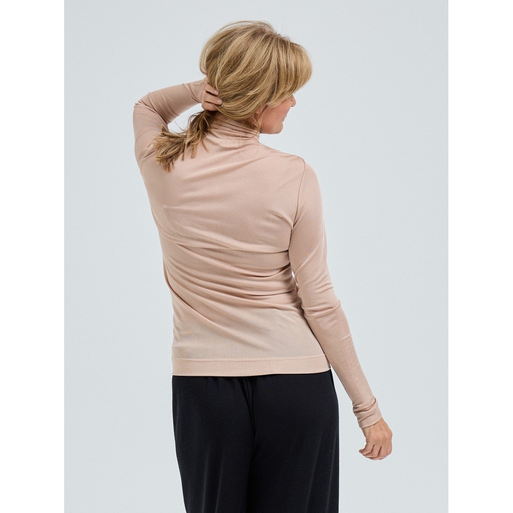 SHEER ROLL NECK IN ROSIE BEIGE