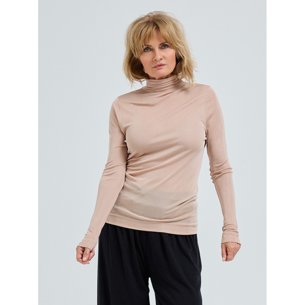 SHEER ROLL NECK IN ROSIE BEIGE