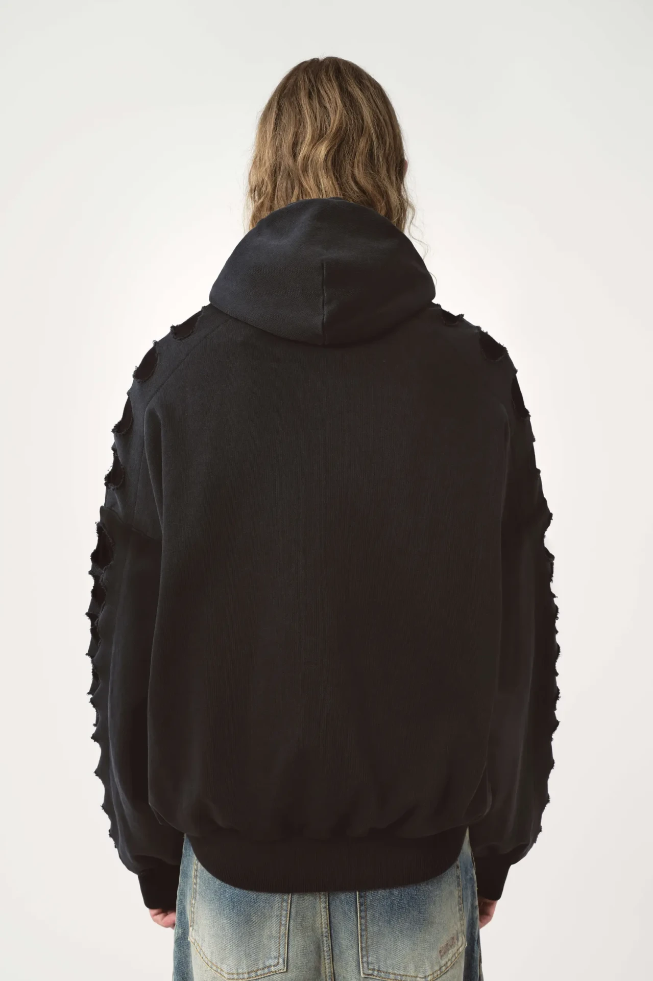 AVAVAV OS SHOULDERLESS HOODIE CUT-OUT BLACK