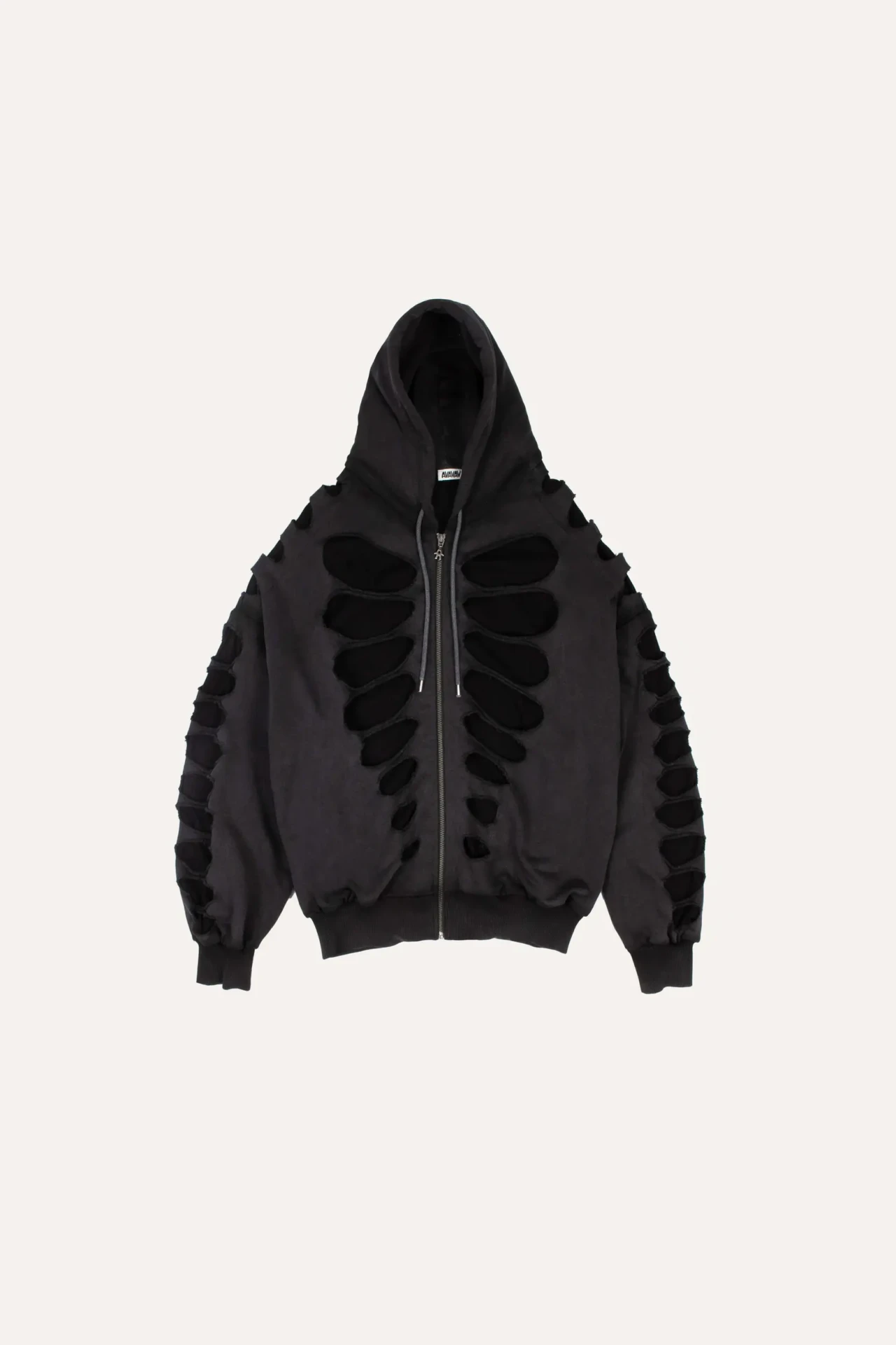 AVAVAV OS SHOULDERLESS HOODIE CUT-OUT BLACK