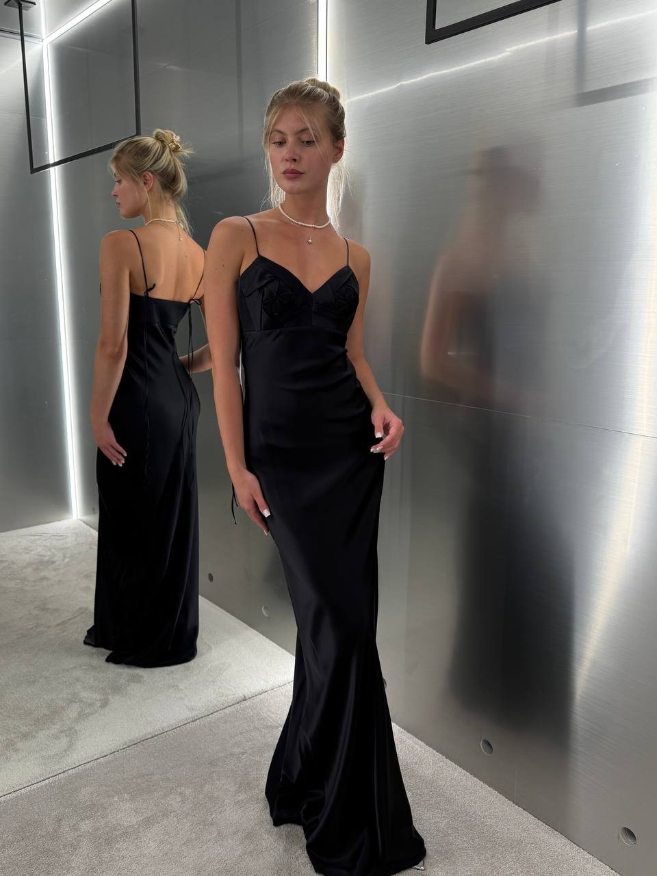 BLACK SILK ORIGAMI DRESS