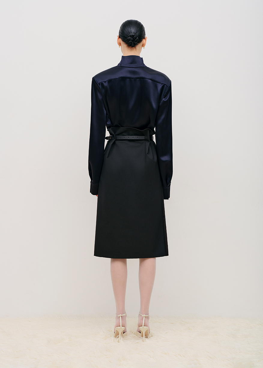 STAND-COLLAR BLOUSE DARK/NAVY