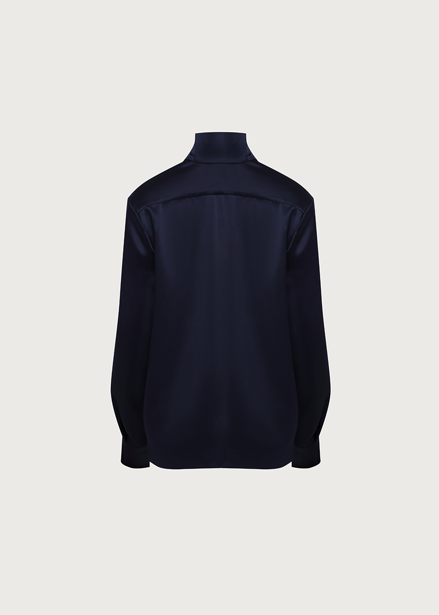 STAND-COLLAR BLOUSE DARK/NAVY