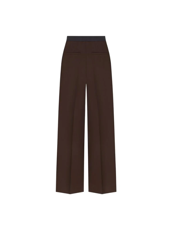 STRAIGHT-LEG WOOL TROUSERS IN BROWN