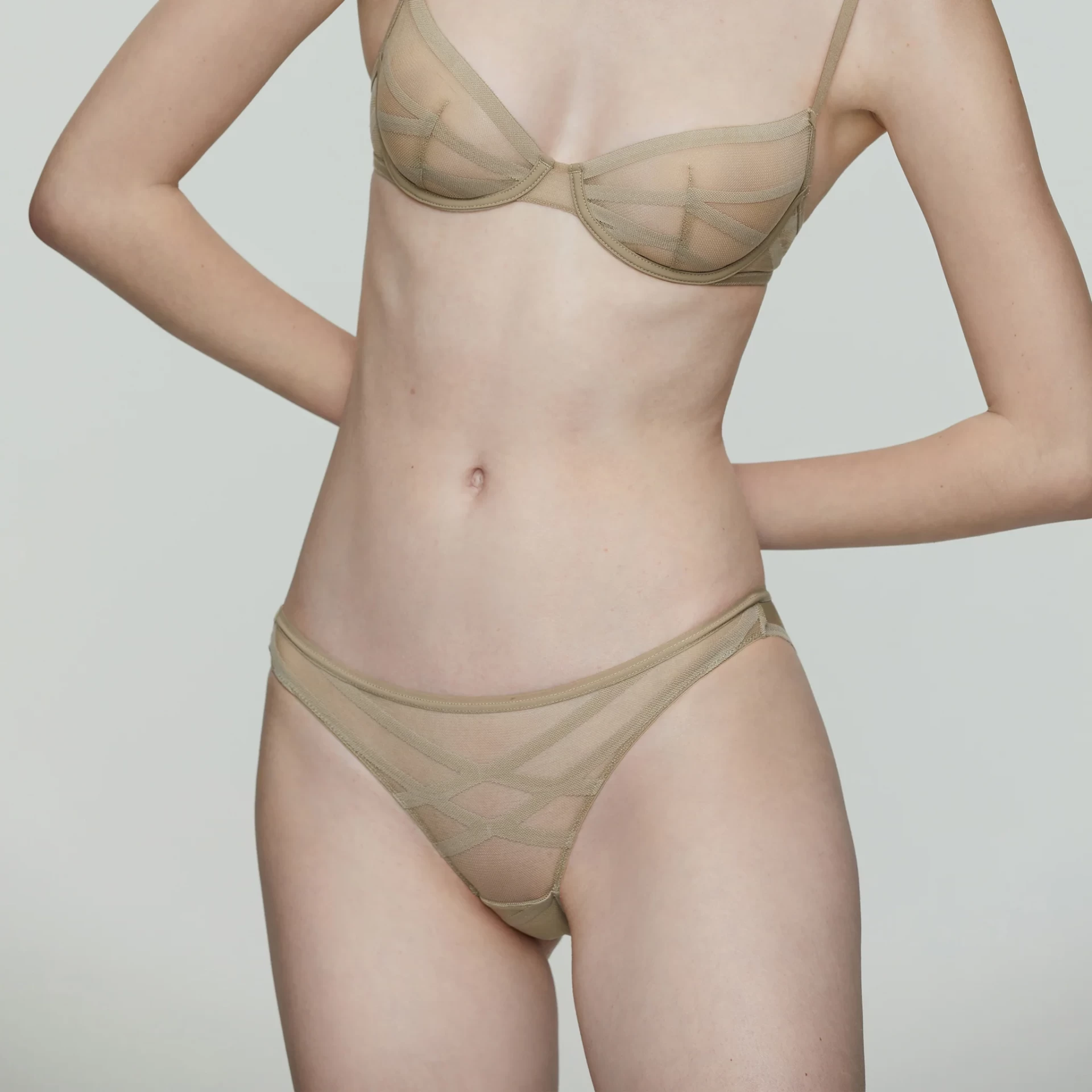 STRIPE LACE BRIEFS GRAY