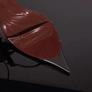 BROWN LIZARD EMBOSSED LEATHER FANG 95 SANDALS 