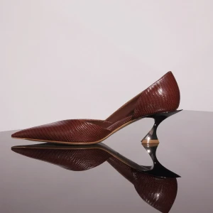 DARK BROWN LEATHER FANG 55 PUMP