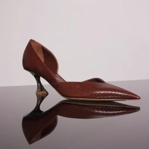 DARK BROWN LEATHER FANG 55 PUMP