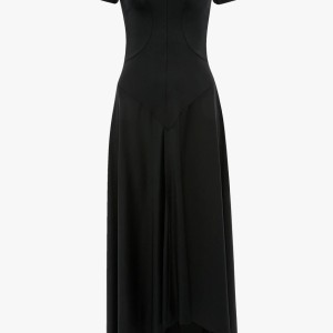ZIPPED FRONT MIDI DRESS IN BLACK