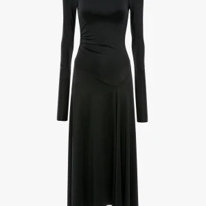 LONG SLEEVE MIDI DRESS IN BLACK