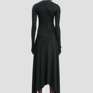 LONG SLEEVE MIDI DRESS IN BLACK
